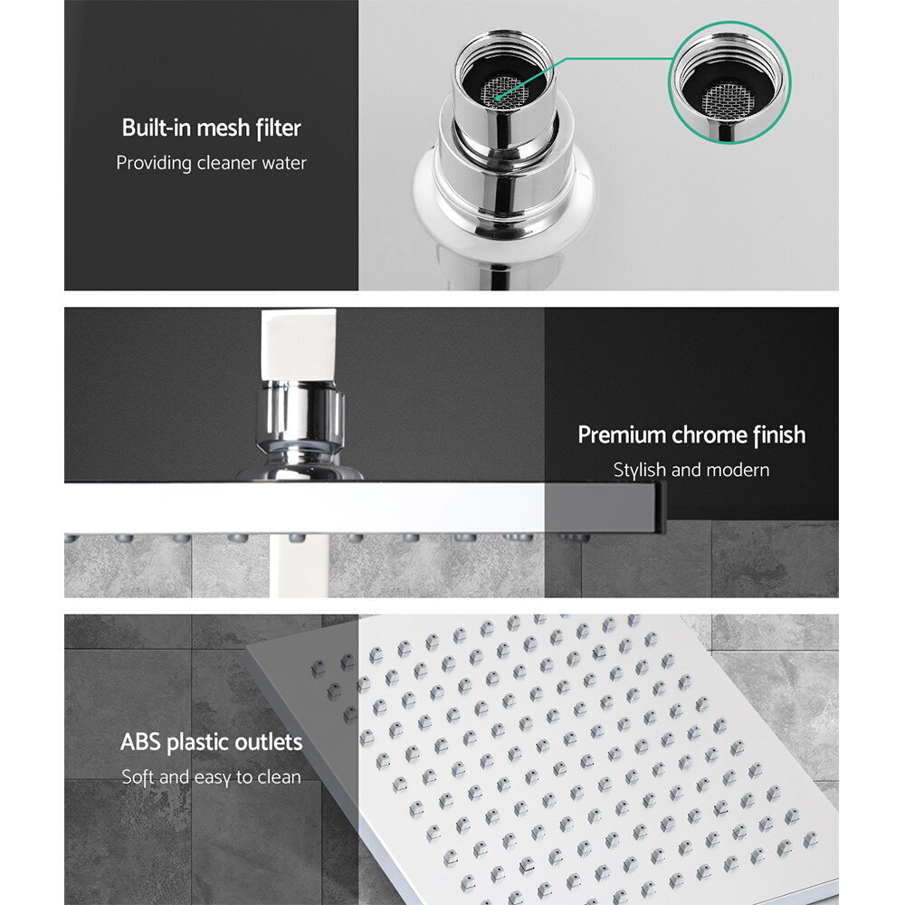 Cefito WELS 8'' Rain Shower Head Set Square Handheld High Pressure Wall Chrome