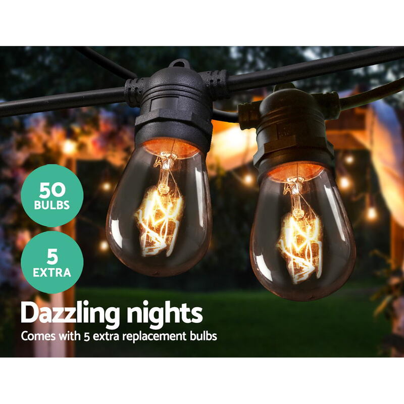 47m LED Festoon String Lights Outdoor Christmas Wedding Waterproof Garden Decor