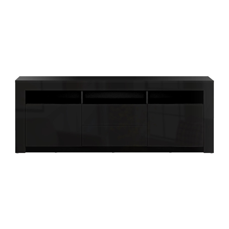 Artiss TV Cabinet Entertainment Unit Stand RGB LED Gloss Drawers 160cm Black