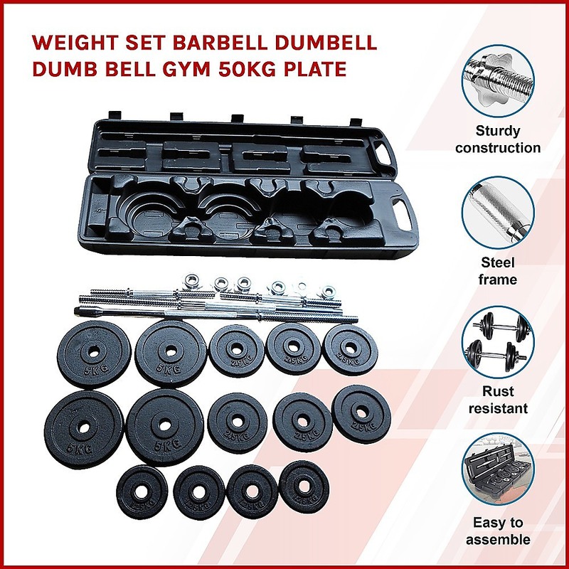 Weight Set Barbell Dumbell Dumb Bell Gym 50kg Plate