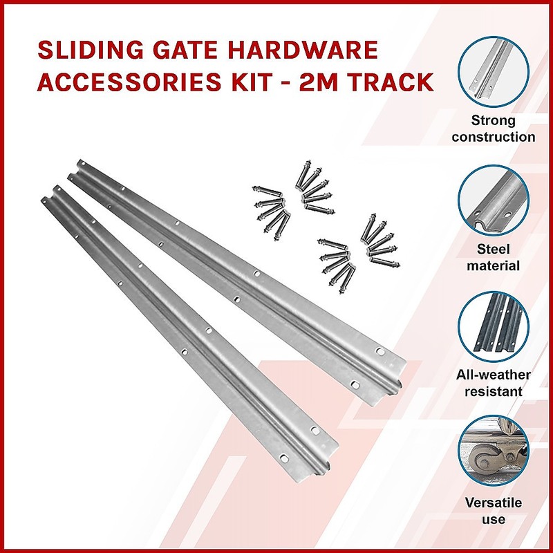 Sliding Gate Hardware Accessories Kit - 2m Track