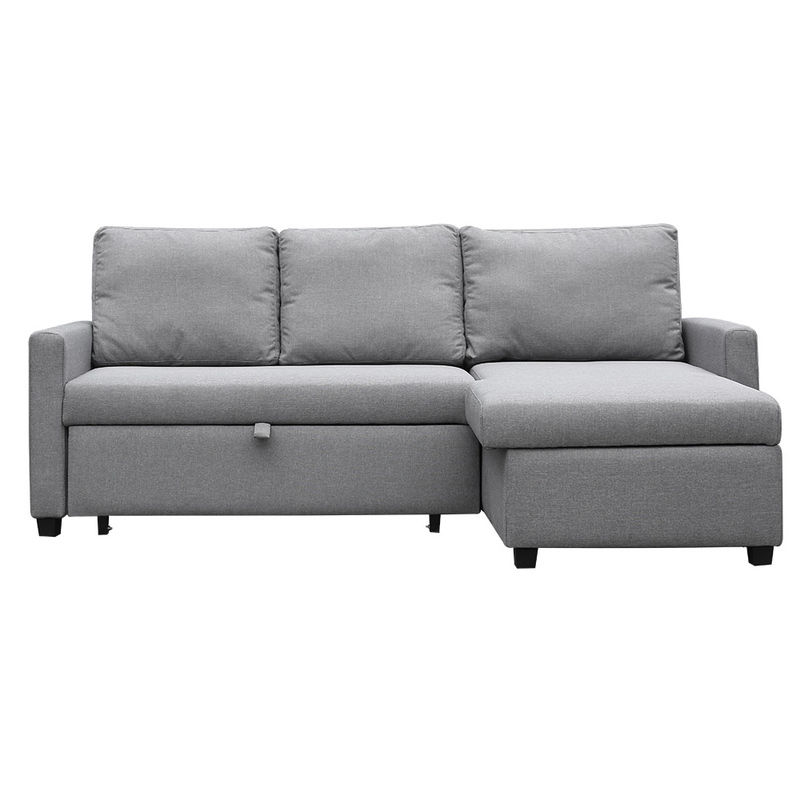 Artiss 3 Seater Fabric Sofa Bed with Storage  - Grey
