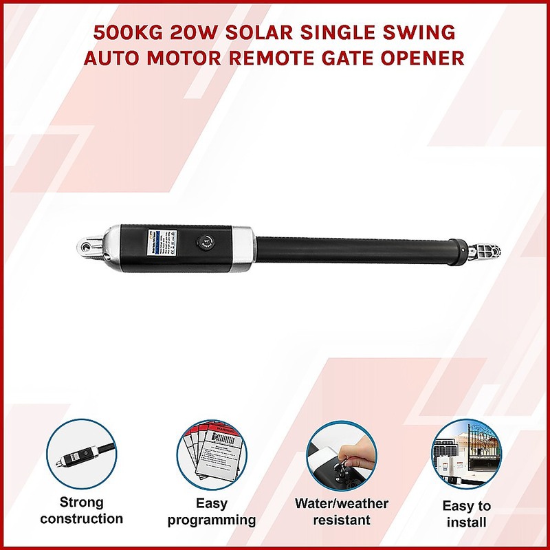 500KG 20W Solar Single Swing Auto Motor Remote Gate Opener