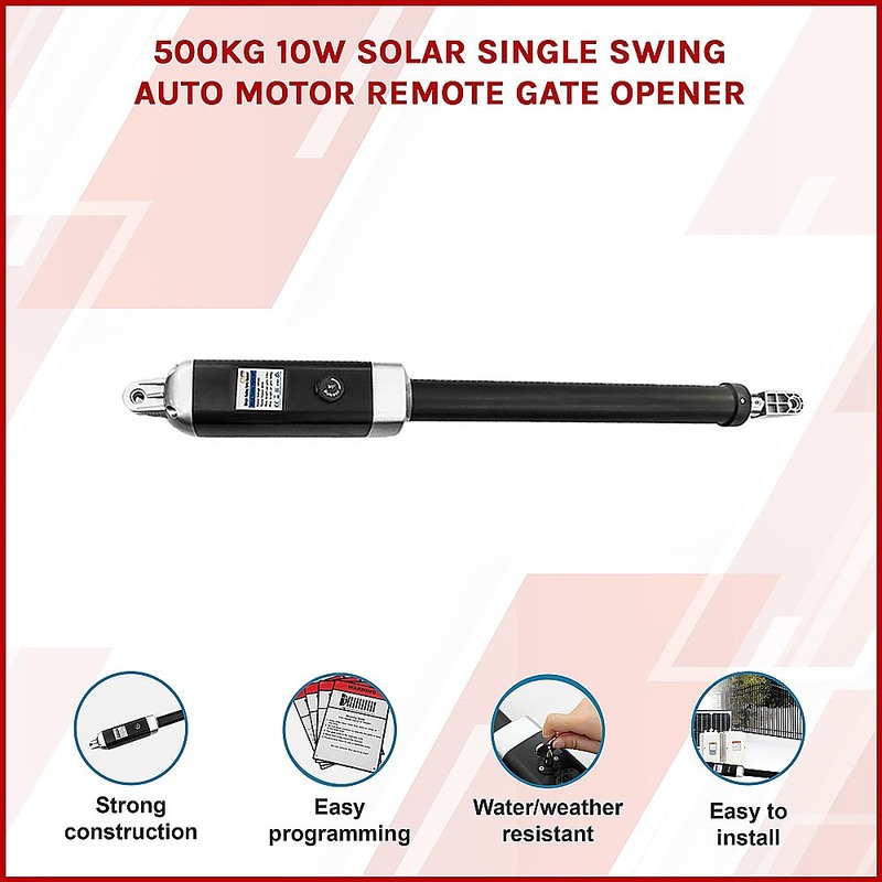 500KG 10W Solar Single Swing Auto Motor Remote Gate Opener