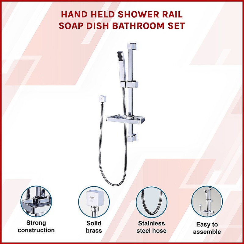 Hand Held Shower Rail Soap Dish Bathroom Set