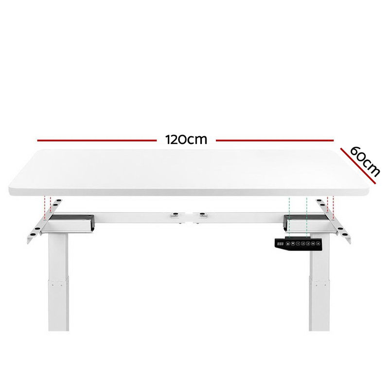 Artiss Standing Desk Adjustable Height Desk Dual Motor Electric White Frame Desk Top 120cm