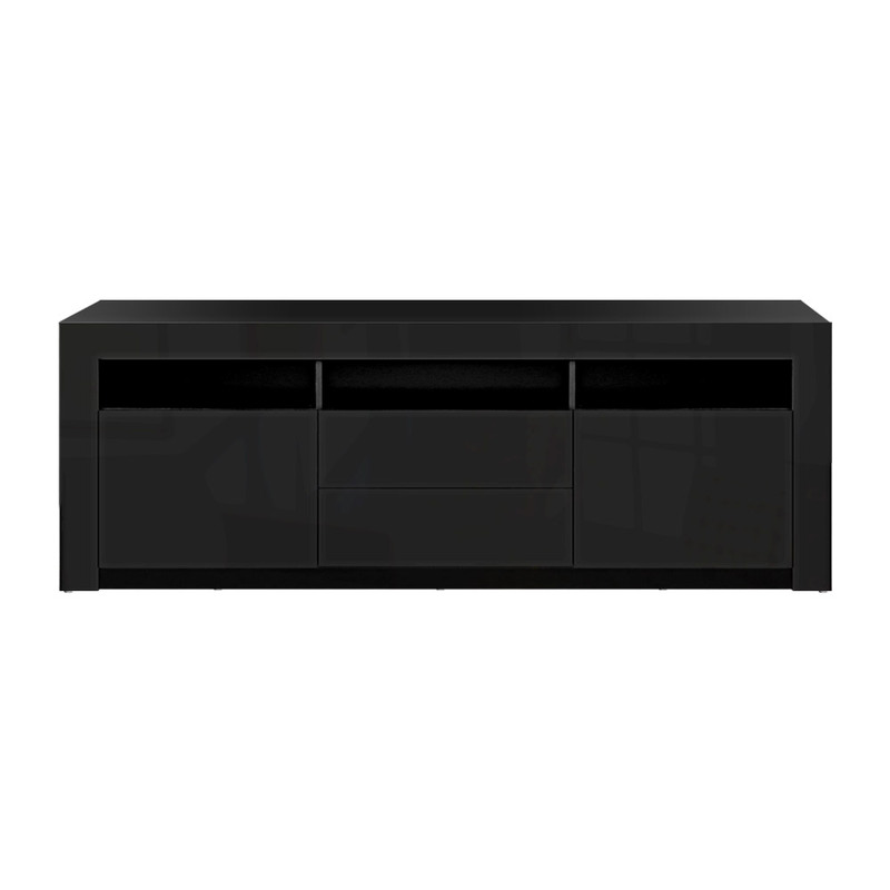 Artiss TV Cabinet Entertainment Unit Stand RGB LED High Gloss Furniture Storage Drawers Shelf 180cm Black