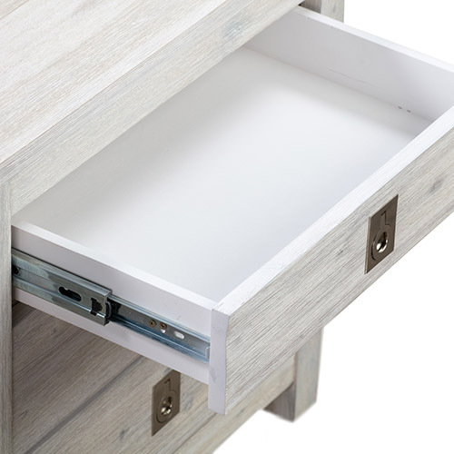 Bedside Table 2 drawers Night Stand Solid Acacia Storage in White Ash Colour