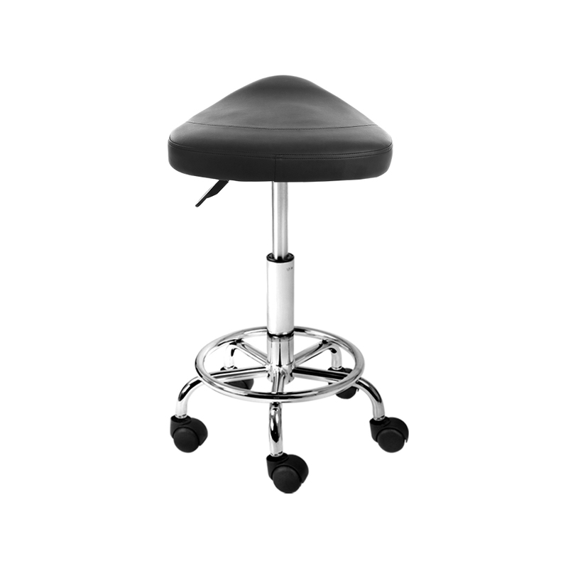 Artiss set of 2 SADDLE Salon Stool Black PU Swivel Barber Hair Dress Chair Hydraulic Lift