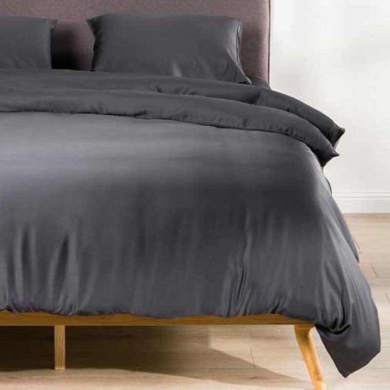 Better Dream 100% Organic Bamboo Duvet Cover Set - Charcoal Size Double