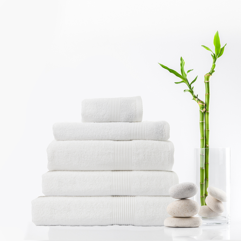 Royal Comfort 5 Piece Cotton Bamboo Towel Set 450GSM Luxurious Absorbent Plush - White