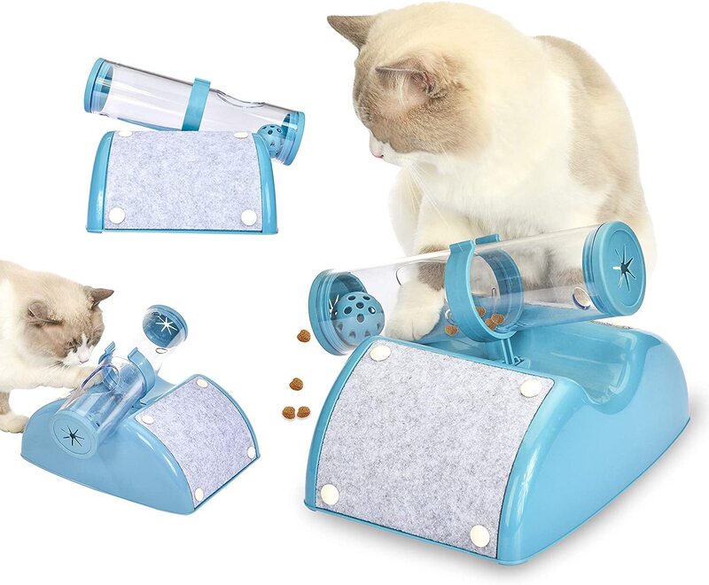 YES4PETS Cat Play Box Kit Pet Toy Kitten Toys Interactive Ball Peek Hunting Toy-Blue
