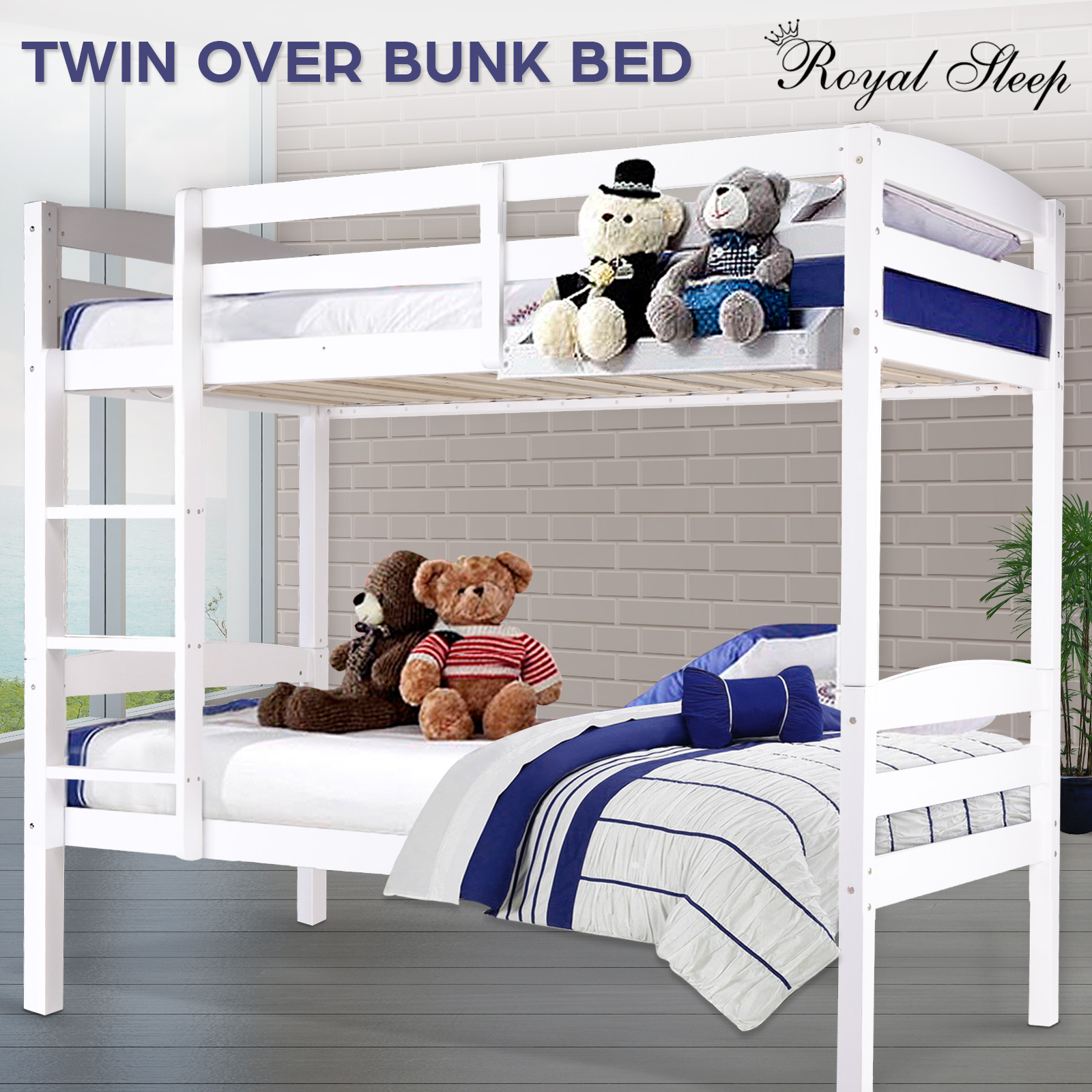 Royal Sleep White Convertible Single Bunk Bed for Kids