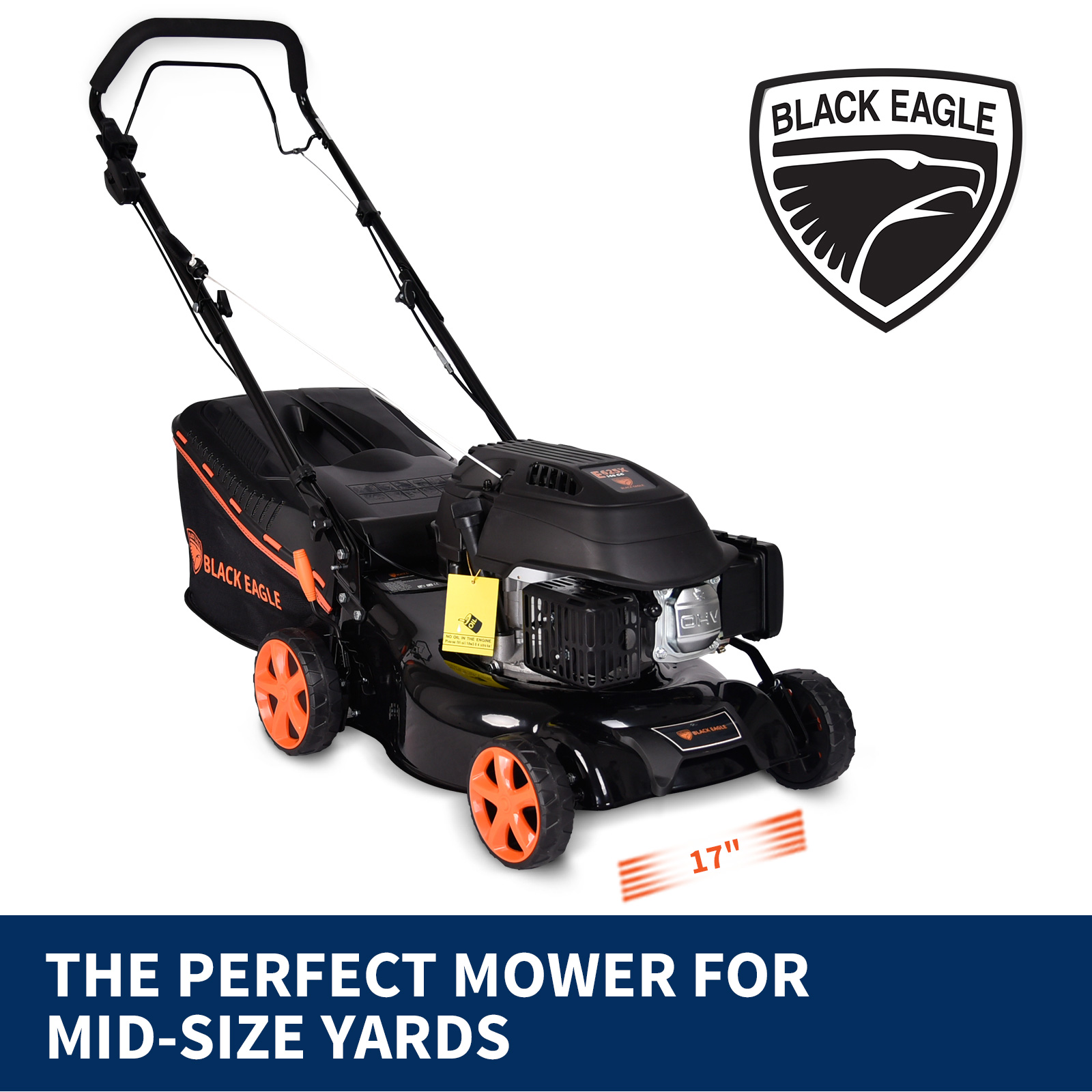 Black Eagle 17" 160CC Self Propelled Lawn Mower with Twin Blades