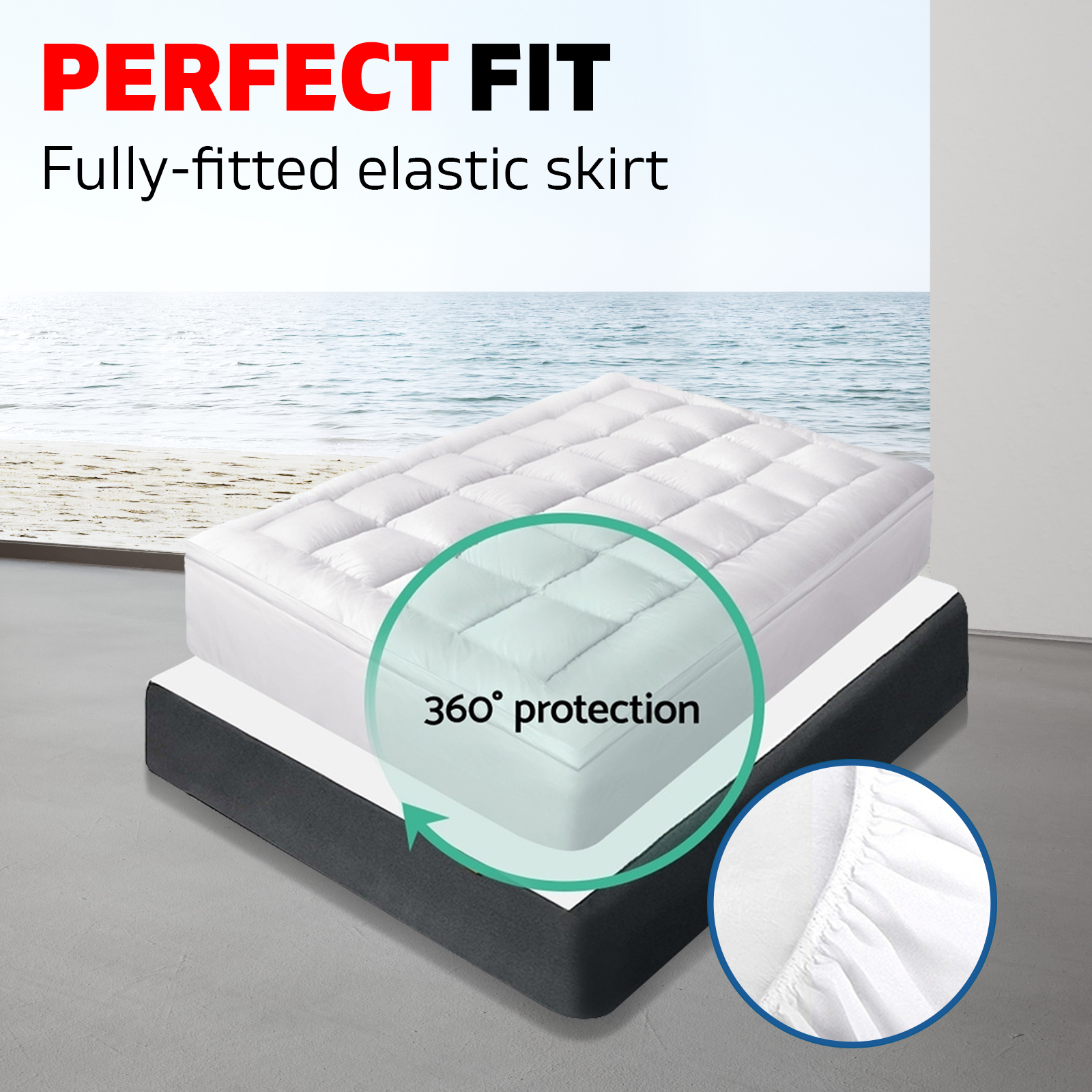 King Single Bed Mattress Topper Bamboo Fibre Pillowtop Protector 5CM Thick 