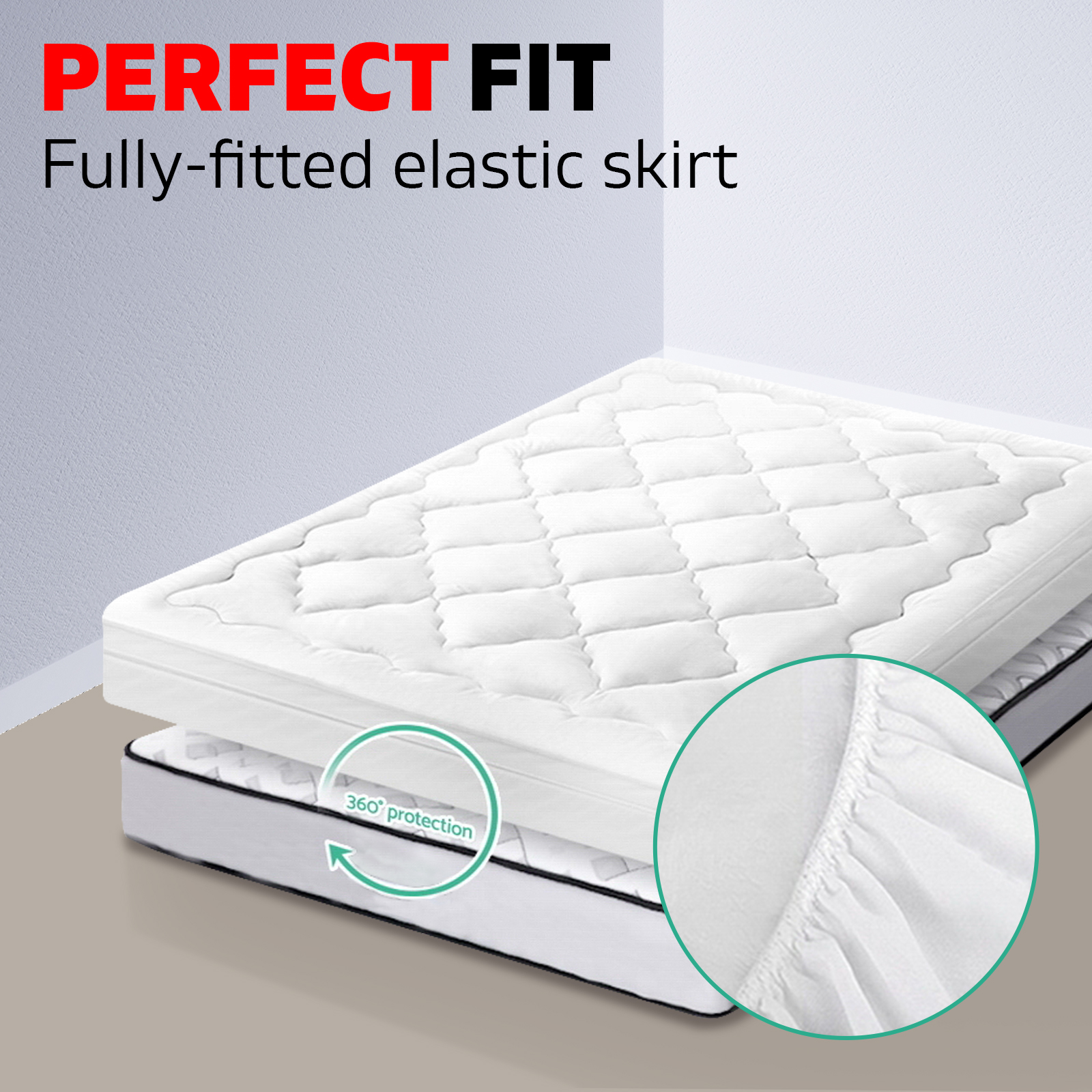 Double Size Pillowtop 1000GSM Microfibre Filling Mattress Bed Topper