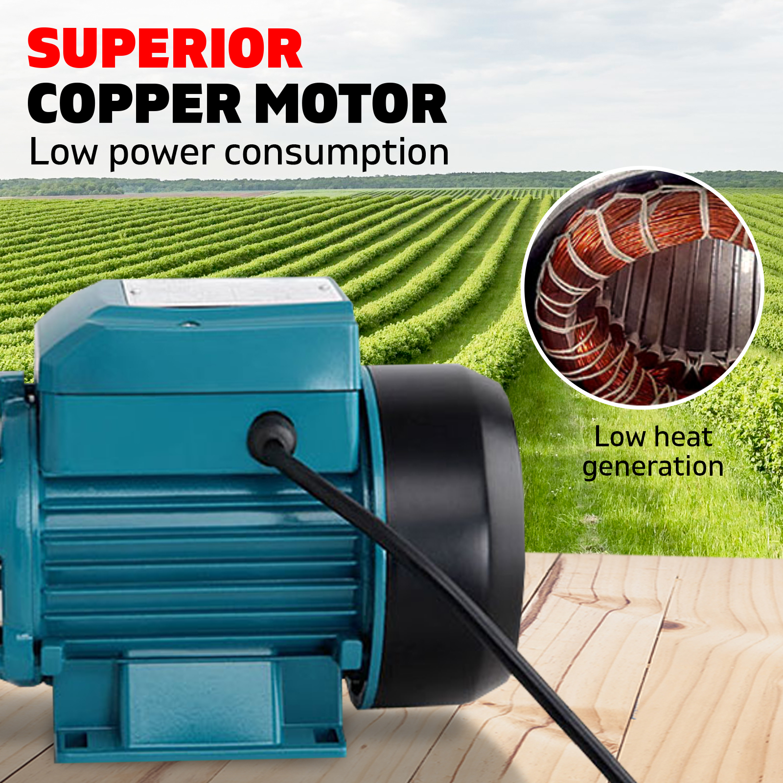 370W Peripheral Pump 0.5 HP Auto Controller Clean Water Garden Farm Irrigation