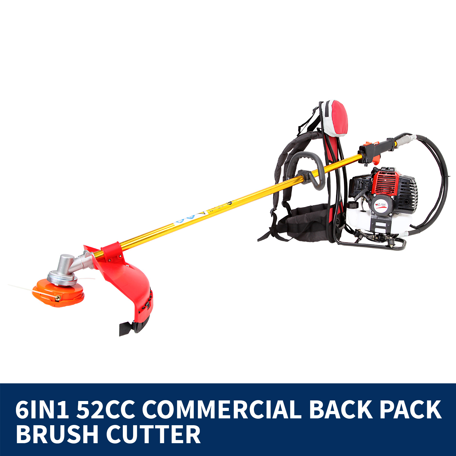 BlackEagle 52cc Petrol Brush Cutter Whipper Snipper Weed Line Trimmer Backpack 