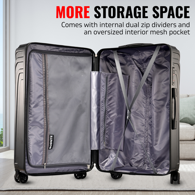 3pcs Travel Luggage Set Lightweight Trolley Suitcase Lock Carry On Bag ...
