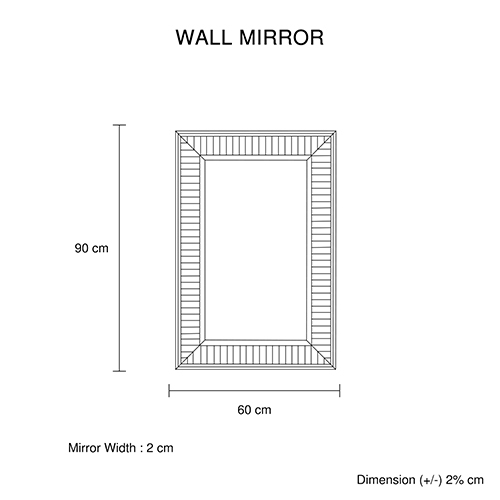 Wall Mirror MDF Silver Mirror Clear Image Rectangular Shape MRR-07