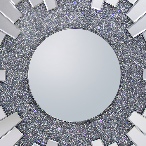 Wall Mirror Sparkling Crush Crystal MDF Silver And Grey MRR-06