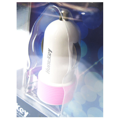 Huntkey Compact Car Charger for iPad & Smart Phone 5V 2.1A with MFI Cable - Pink (HKB01005021-0B)