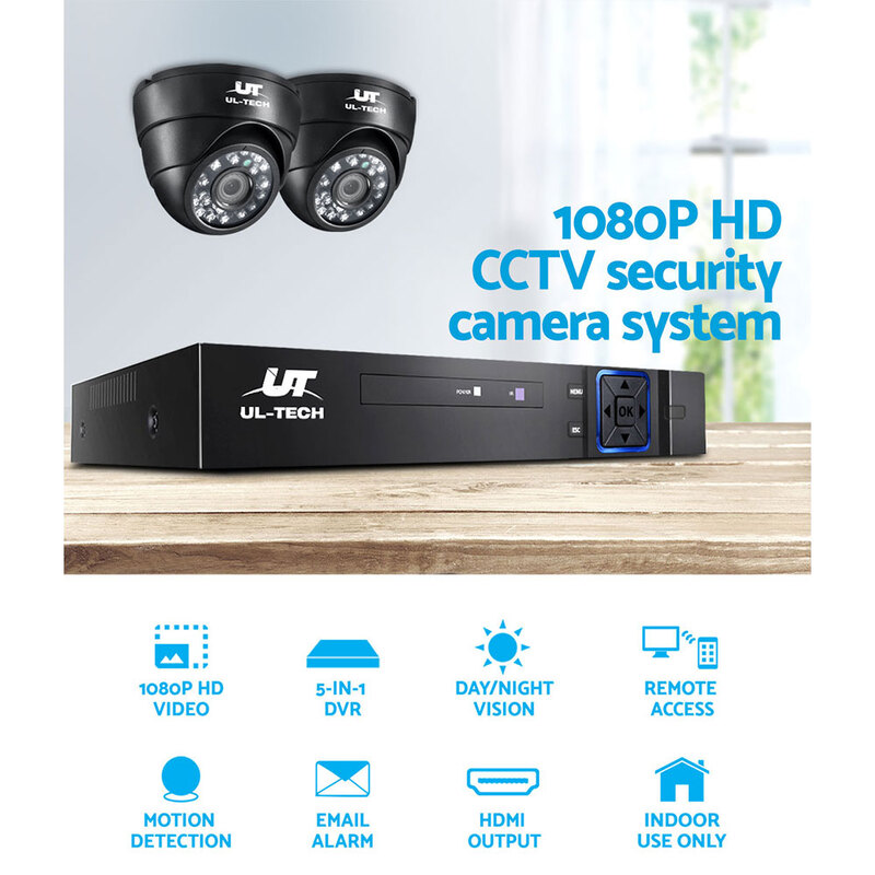 UL-tech CCTV Camera Security System 4CH 2 Dome Camera DVR HD 1080P IP Kit Day Night