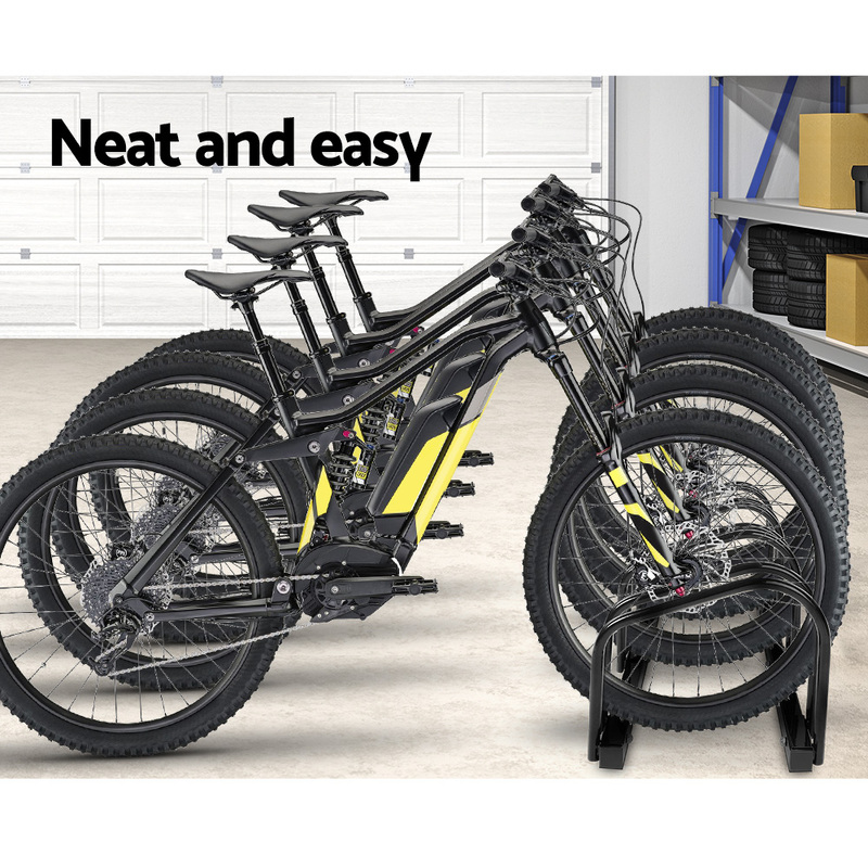 Weisshorn 4 Bike Stand Rack Bicycle Storage Floor Parking Holder Cycling Black