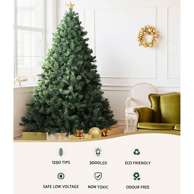 Jingle Jollys Christmas Tree 2.1M Xmas Tree Decorations 3000 LEDs 8 Light Mode