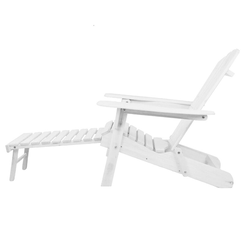Gardeon 3 Piece Outdoor Adirondack Lounge Beach Chair Set - White