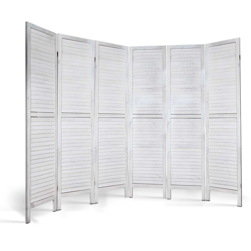 Artiss 6 Panel Room Divider Screen 245x170cm Louver White