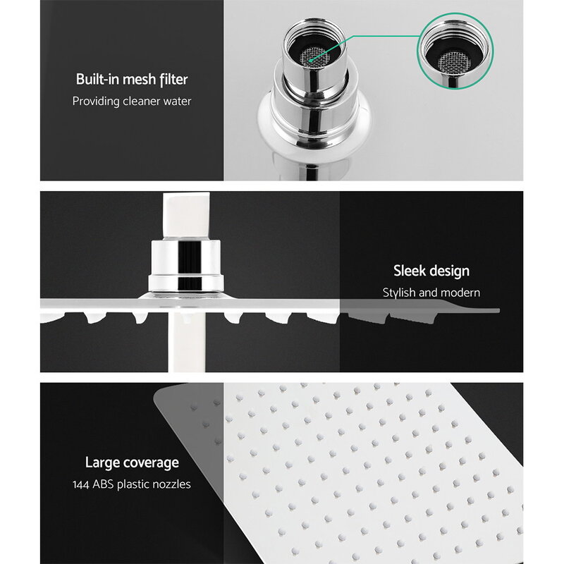 Cefito WELS 10'' Rain Shower Head Set Round Handheld High Pressure Wall Chrome