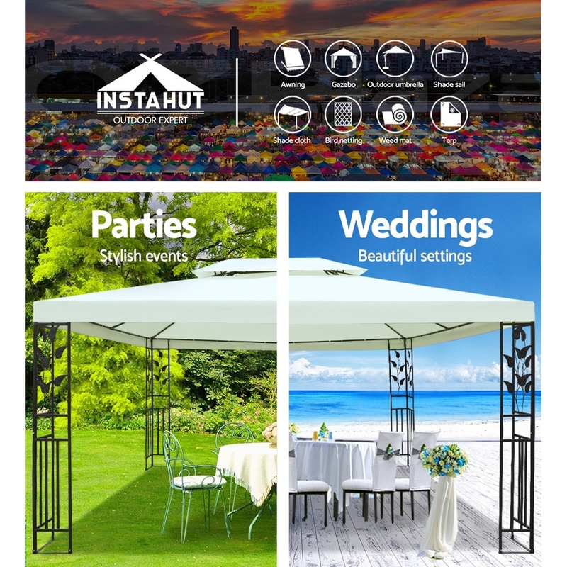 Instahut Gazebo 4x3m Marquee Outdoor Party Wedding Gazebos Tent Iron Art