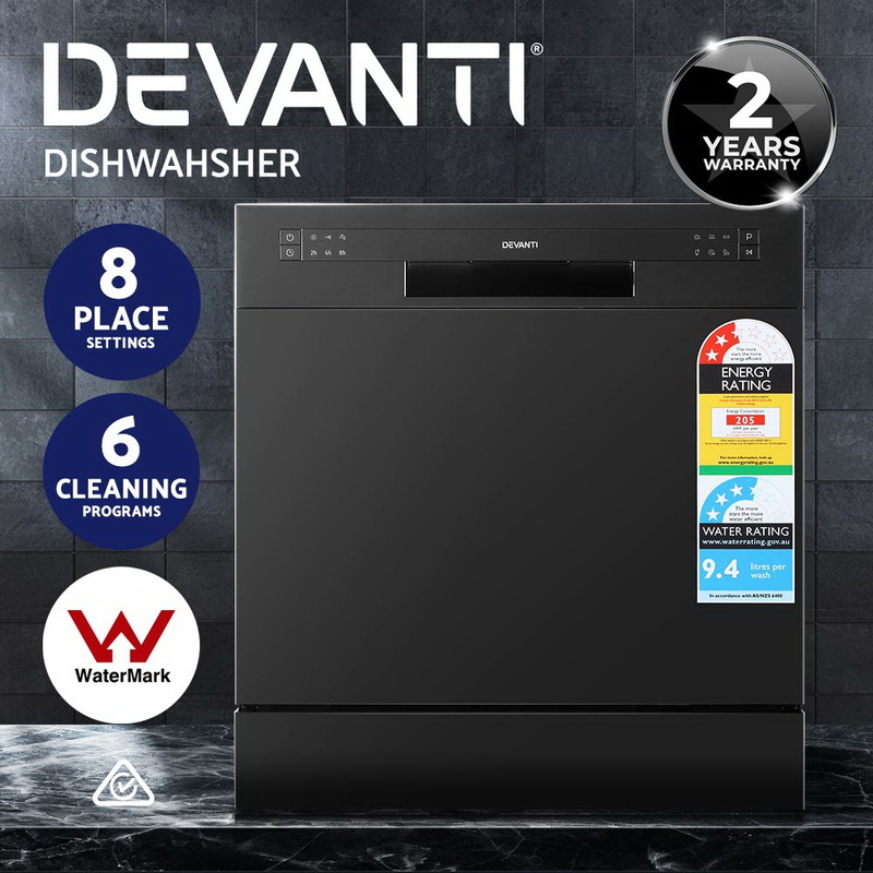 Devanti 8 Place Settings Benchtop Dishwasher Black
