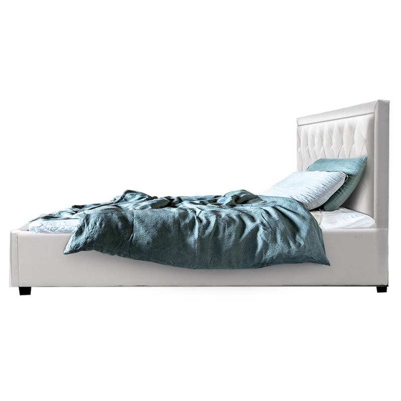 Artiss Bed Frame Double Size Gas Lift White TIYO