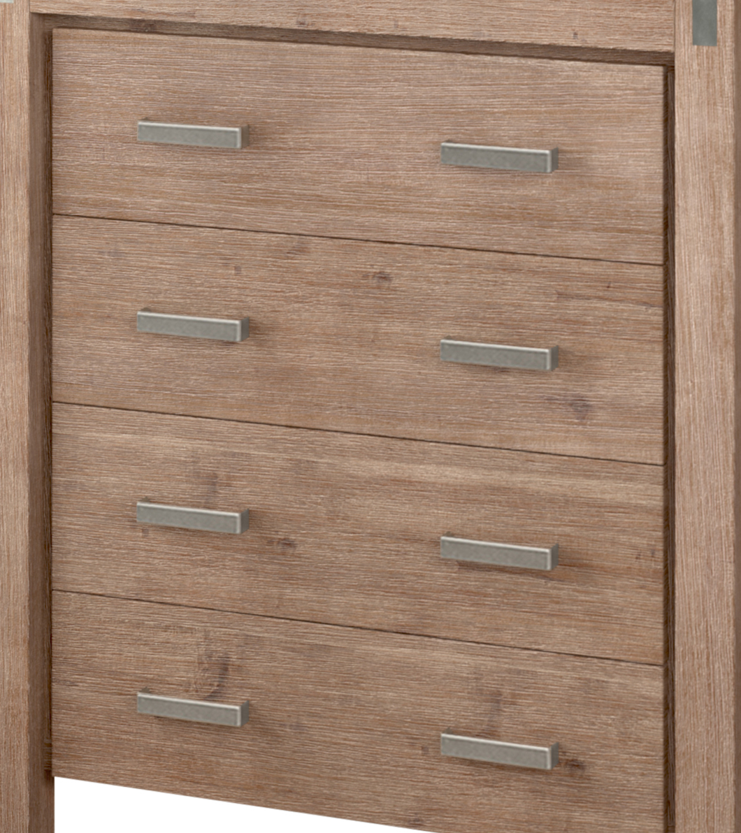 Tallboy with 4 Storage Drawers Solid Wooden Assembled in Oak Colour