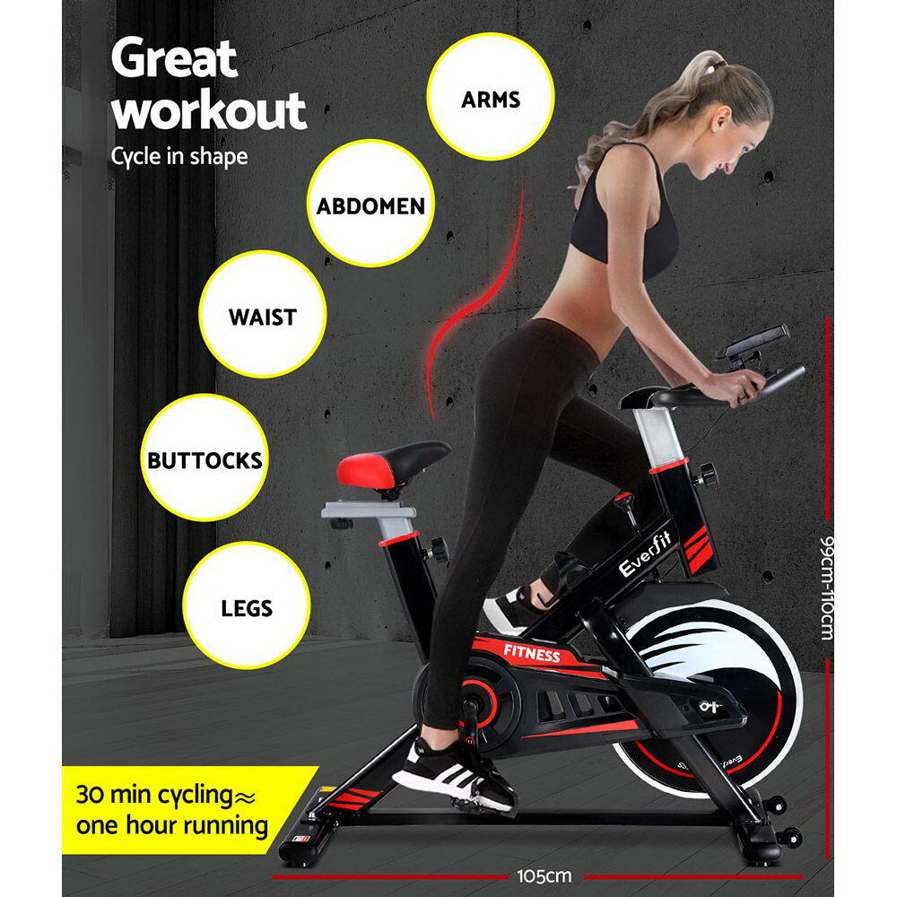 Everfit Spin Exercise Bike Fitness Commercial Home Workout Gym Equipment Black