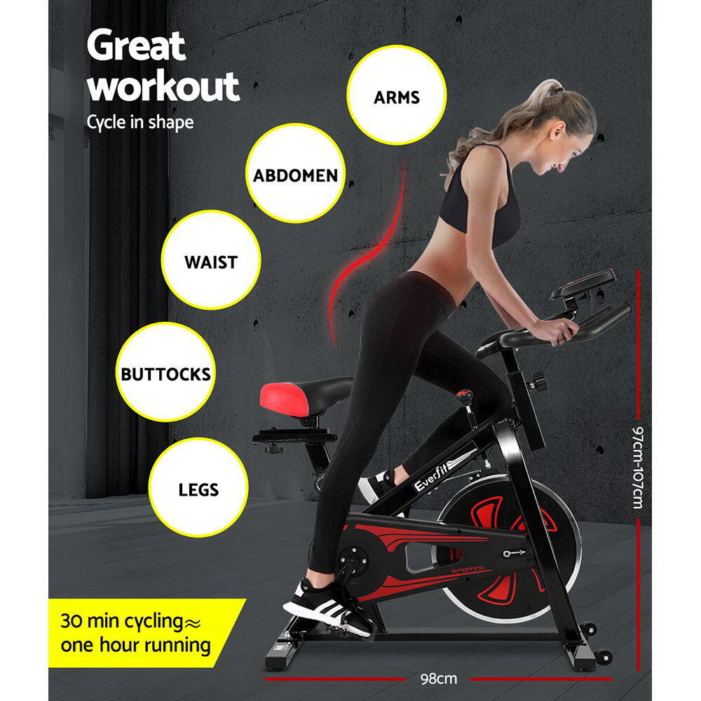 Everfit Spin Exercise Bike Cycling Fitness Commercial Home Workout Gym Equipment Black