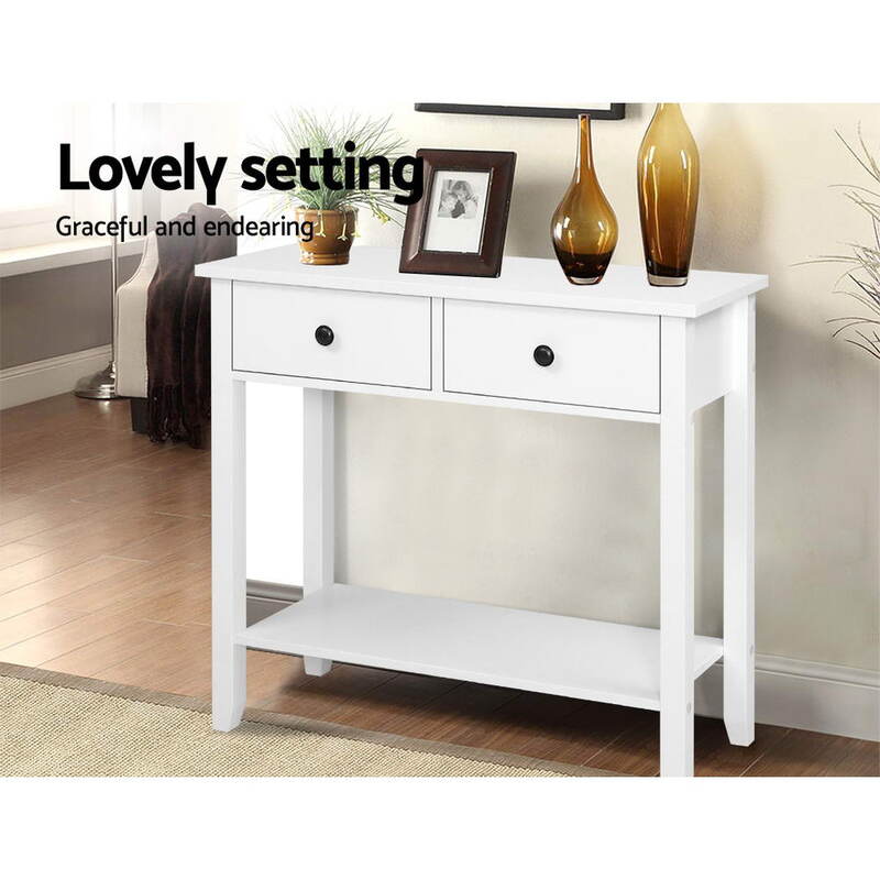 Artiss Console Table 2 Drawers 80CM White Chole