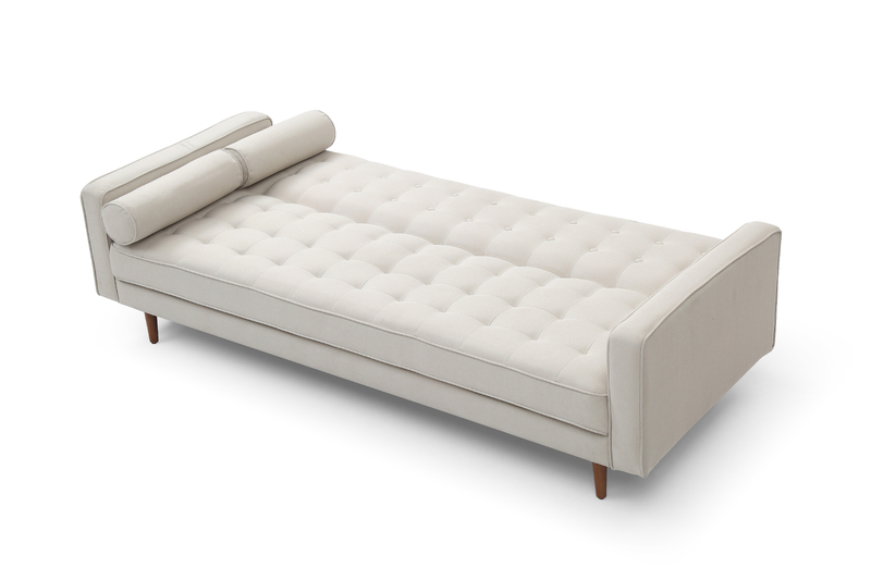 Sofa Bed 3 Seater Button Tufted Lounge Set for Living Room Couch in Fabric Beige Colour