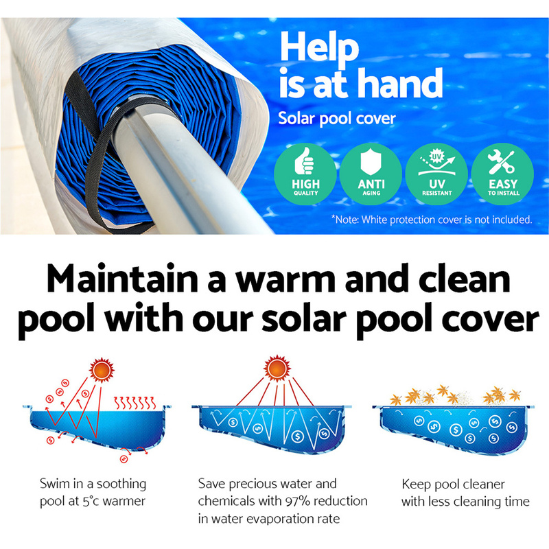 Aquabuddy Solar Swimming Pool Cover Blanket with Roller Wheel Adjustable 7 X 4m