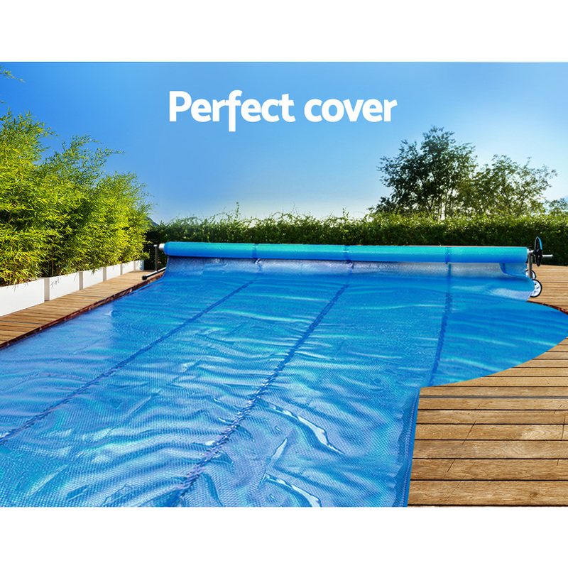 Aquabuddy Pool Cover 6.5x3m 400 Micron Silver Swimming Pool Solar Blanket 5.5m Roller
