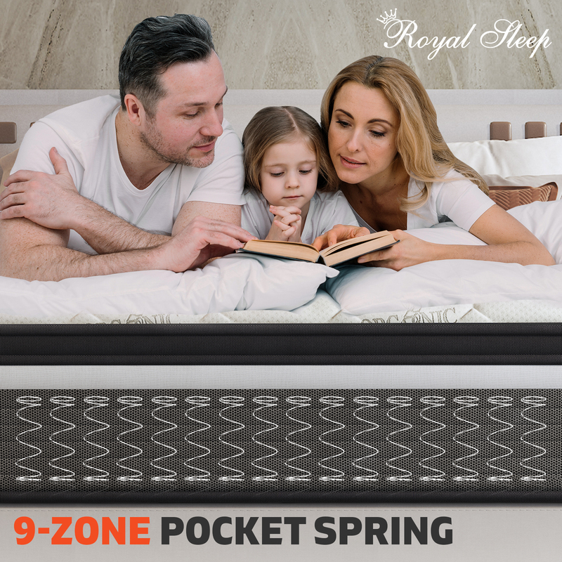 Royal Sleep King Mattress 30cm Euro Top 9 Zone Pocket Spring Foam Plush Firm