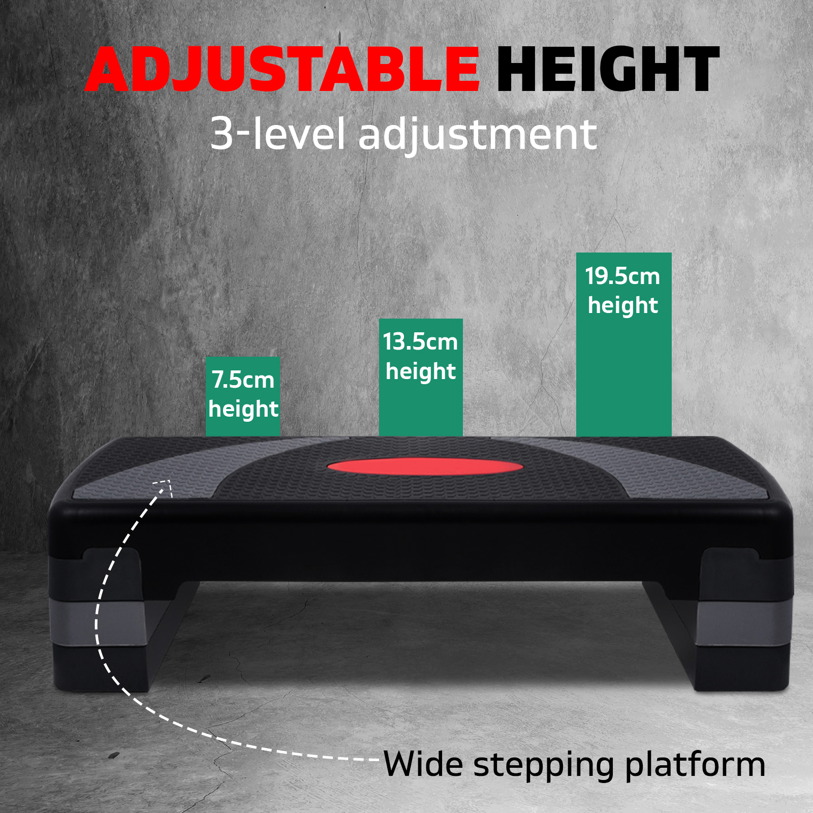 Aerobic Step Bench Exercise Wide Stepping Platform Workout 250kg Capacity