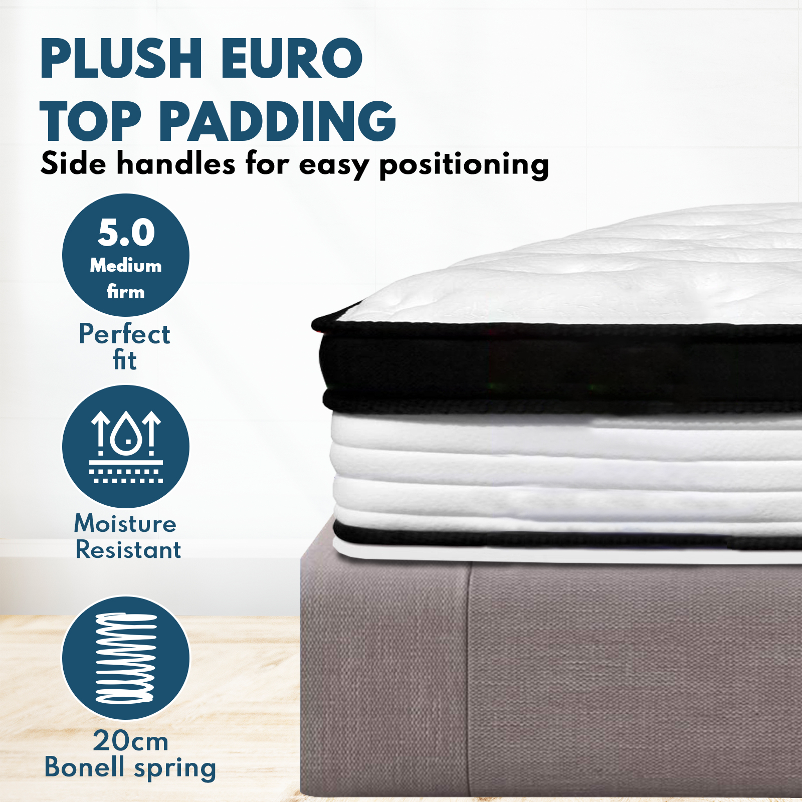 Single Size Thick Foam Mattress Bed Medium Firm 5 Zone Pocket Spring 31cm 