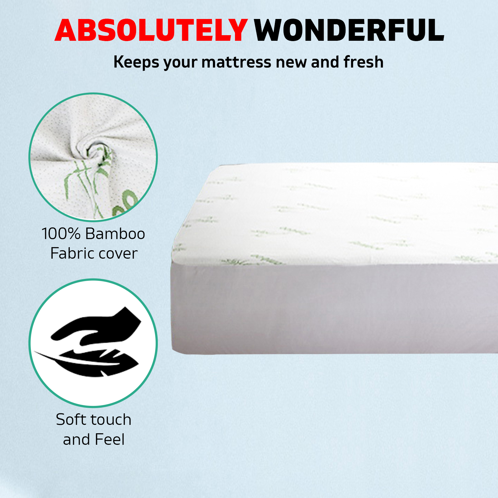 Queen Size Bamboo Mattress Bed Protector  Waterproof PU Coating