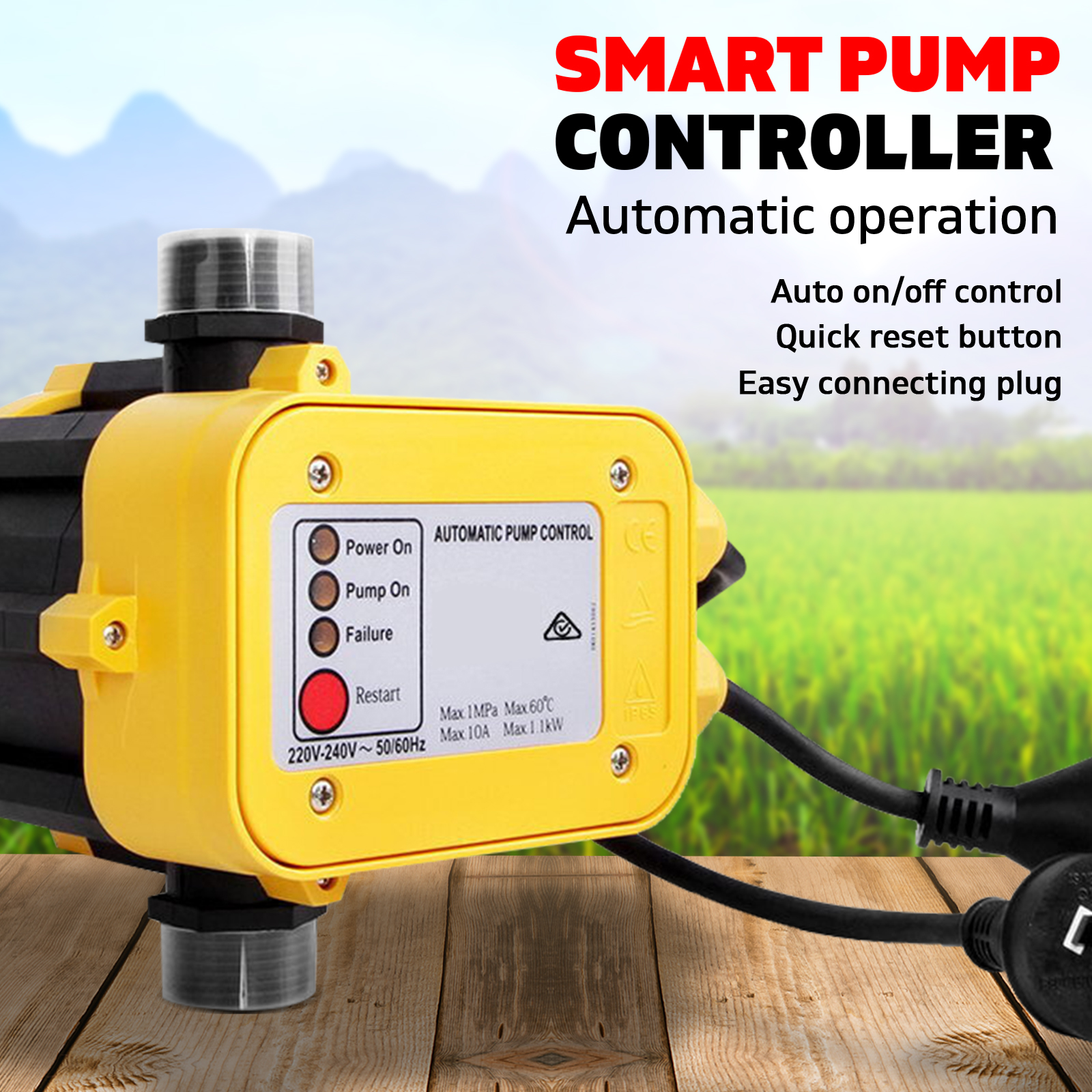 1500W High Pressure Garden Farm Home Water Pump with Auto Controller 240V 50Hz