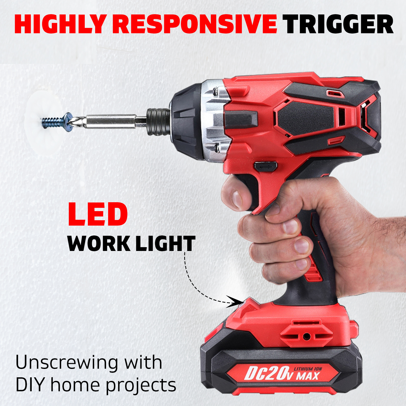 20V Lithium Cordless Impact Drill and Impact Driver Drill Kit Charger