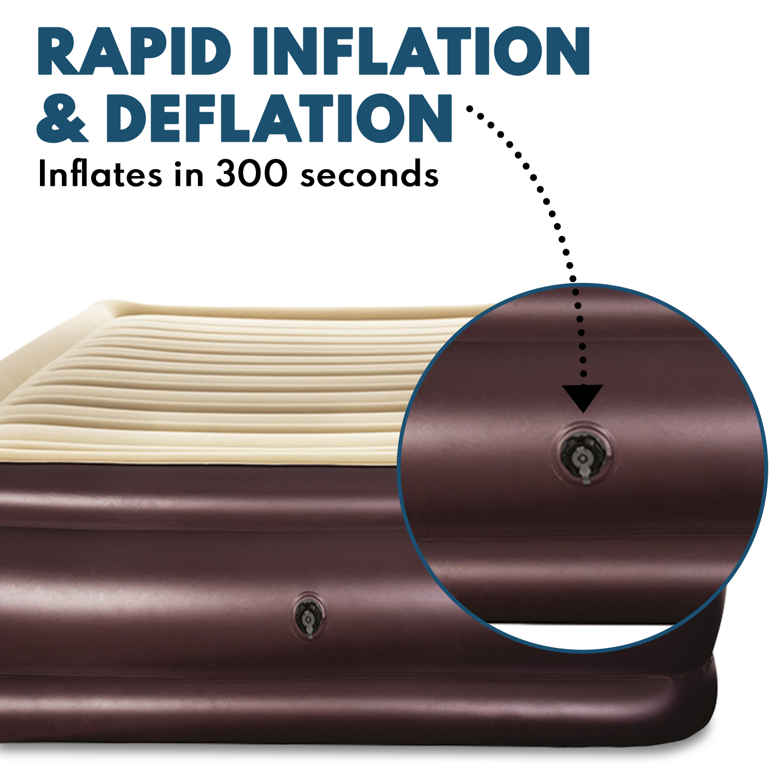 Queen Size Air Bed Inflatable Mattress Sleeping Mat 43CM Thick - Brown