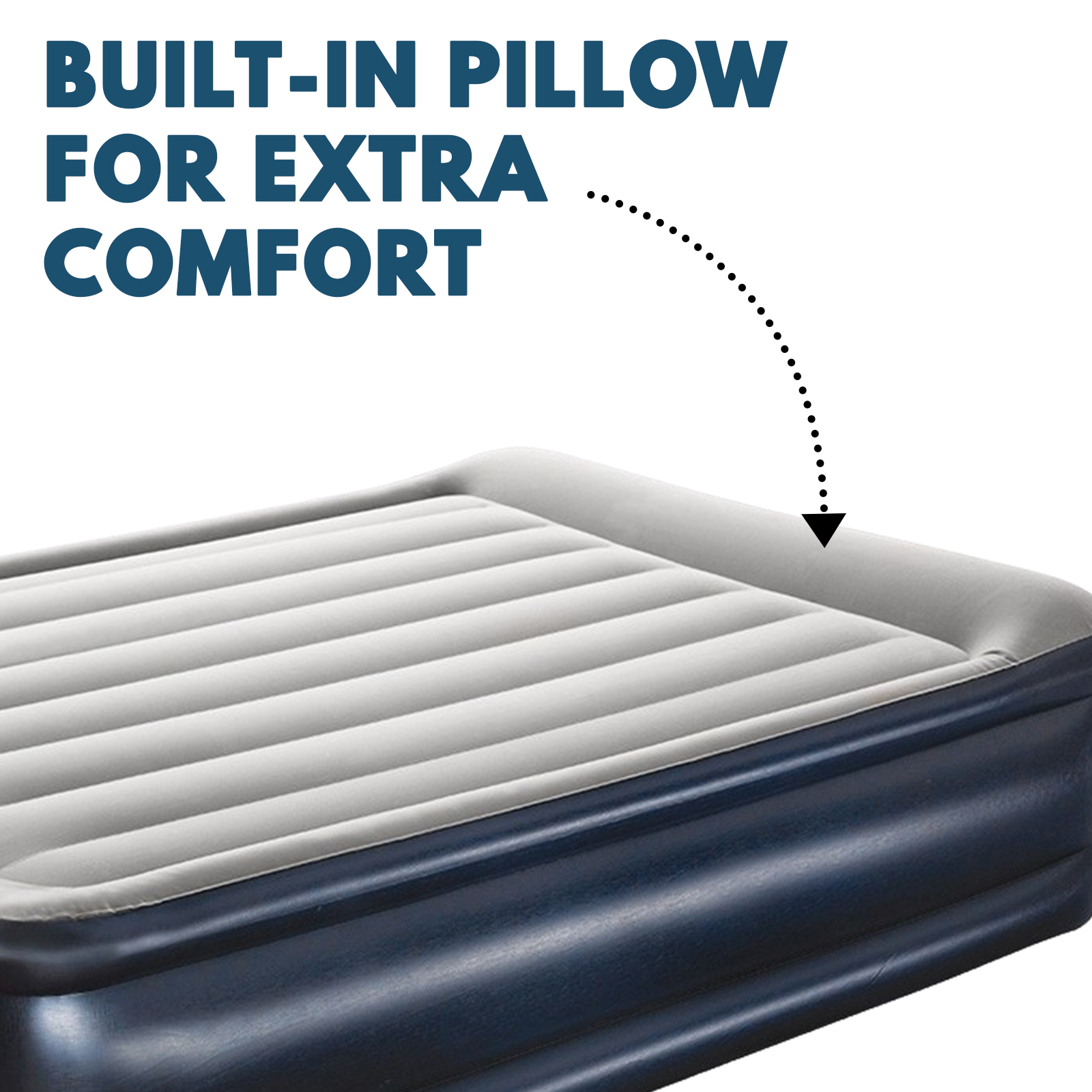 Queen Size Air Bed Inflatable Mattress Built-in Pump Sleeping Mat - Navy
